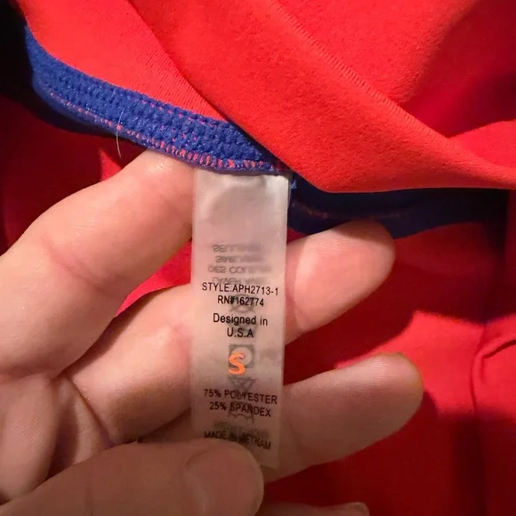 Color Block Red and Blue Leggings - Picture 2 of 4